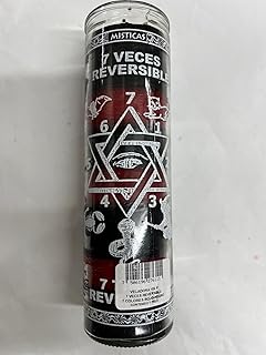 Brilux 7 Times Reversible (7 Veces Reversible) Unscented 7 Color (Black and Red) Pillar Candle in Glass