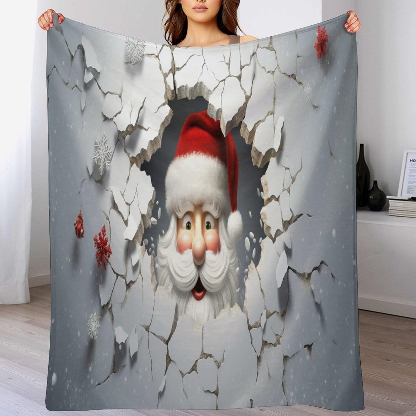 Manta de forro polar de Papá Noel en franela suave de alta densidad