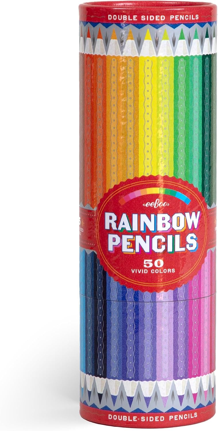 eeBoo: Rainbow Double-Sided Colored Pencils – 25 Pencils, 50 Vivid Colors for Drawing, Sketching & Coloring, Art Supplies for Kids