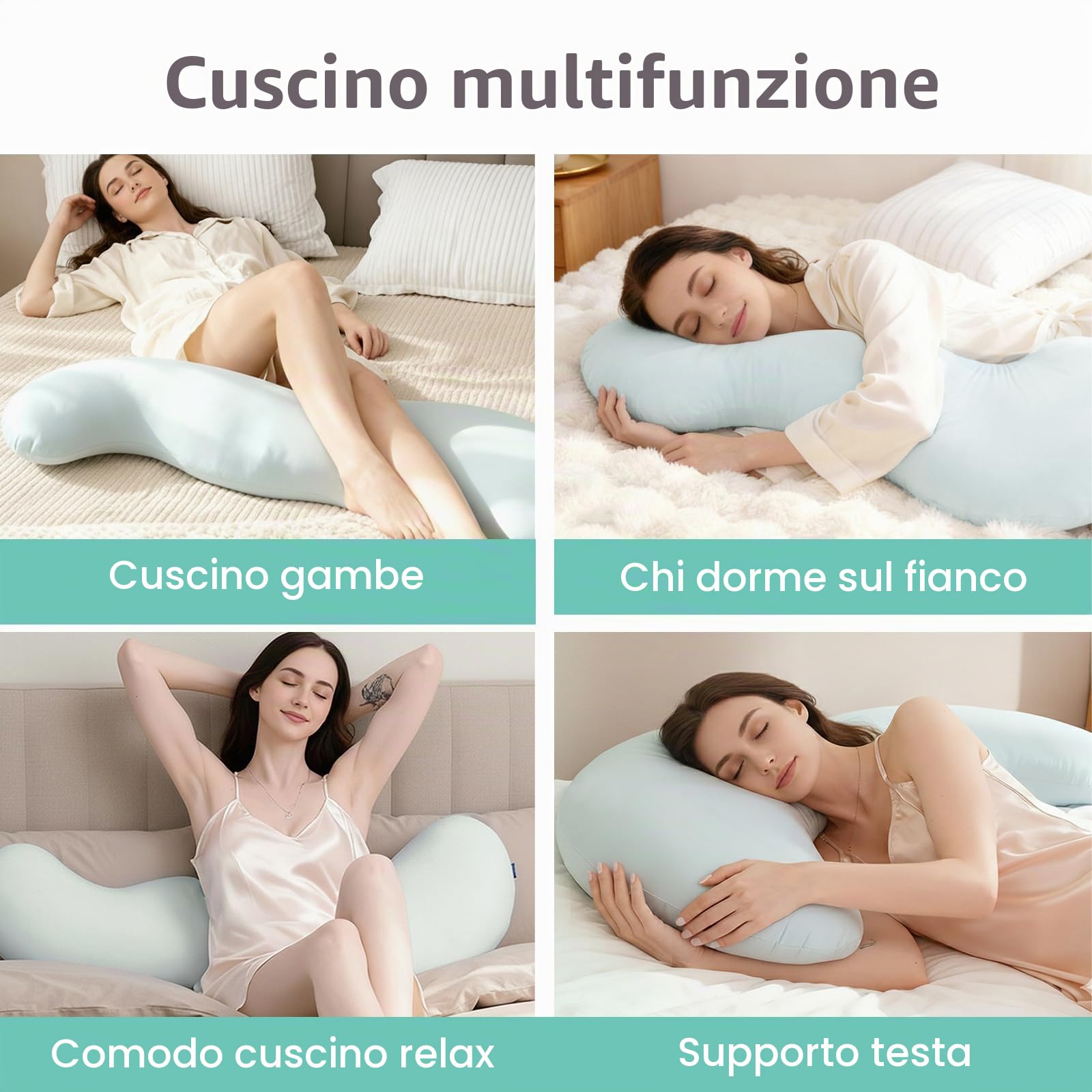 Cuscino per Dormire Laterale, Cuscino Allattamento Ipoallergenico ed Ergonomico, Cuscino Lungo Per Gravidanza e Sostenere la Maternità, Cuscini Corpo