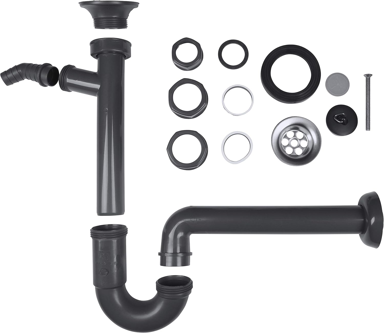 Exploded view of Cornat Odor Trap Kit components