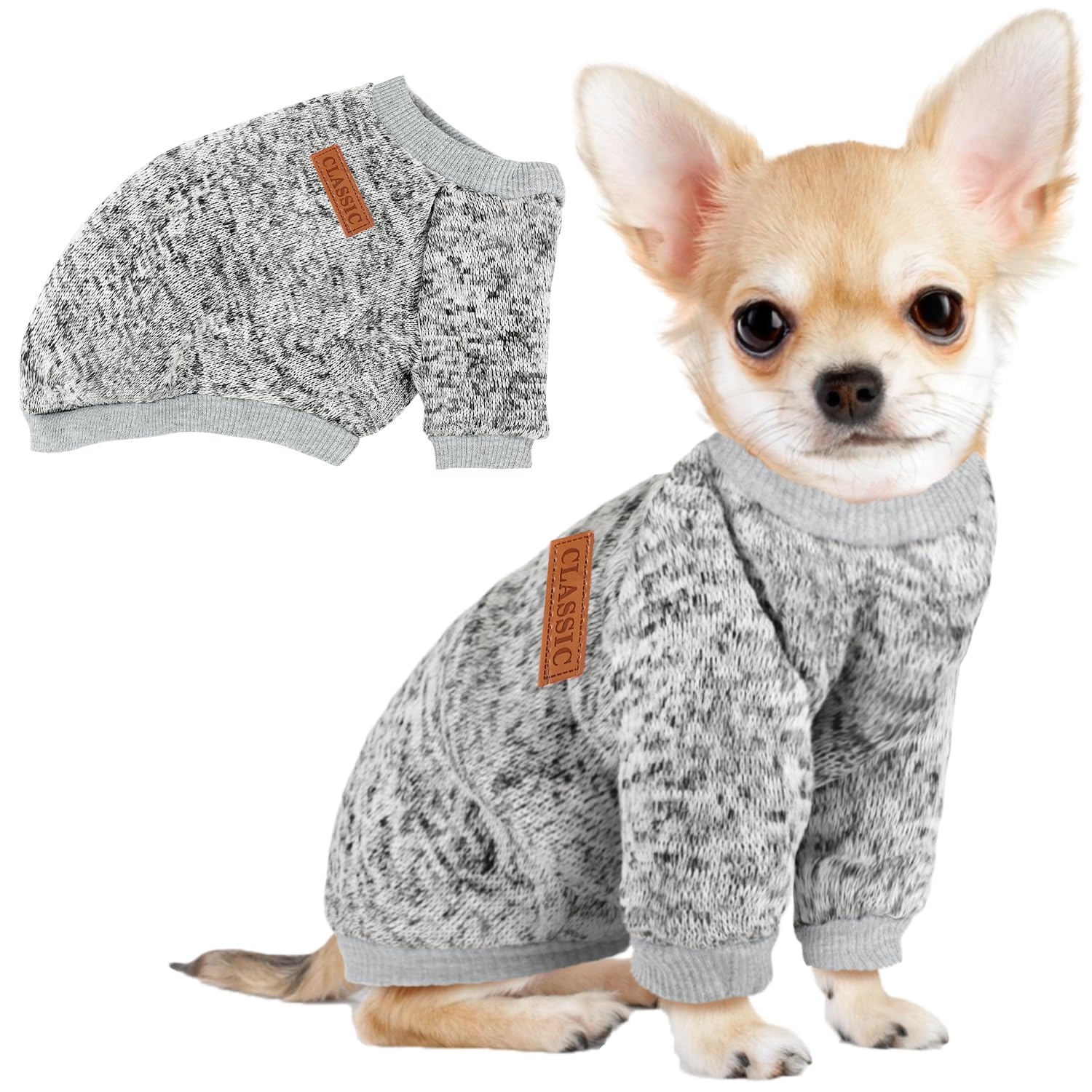 Photo 1 of 1 Pack Dog Sweaters for Small Dogs Girl Boy Winter Fleece Clothes Warm Soft Dog Sweatshirt Outfit for Dogs Cats Pet Apparel