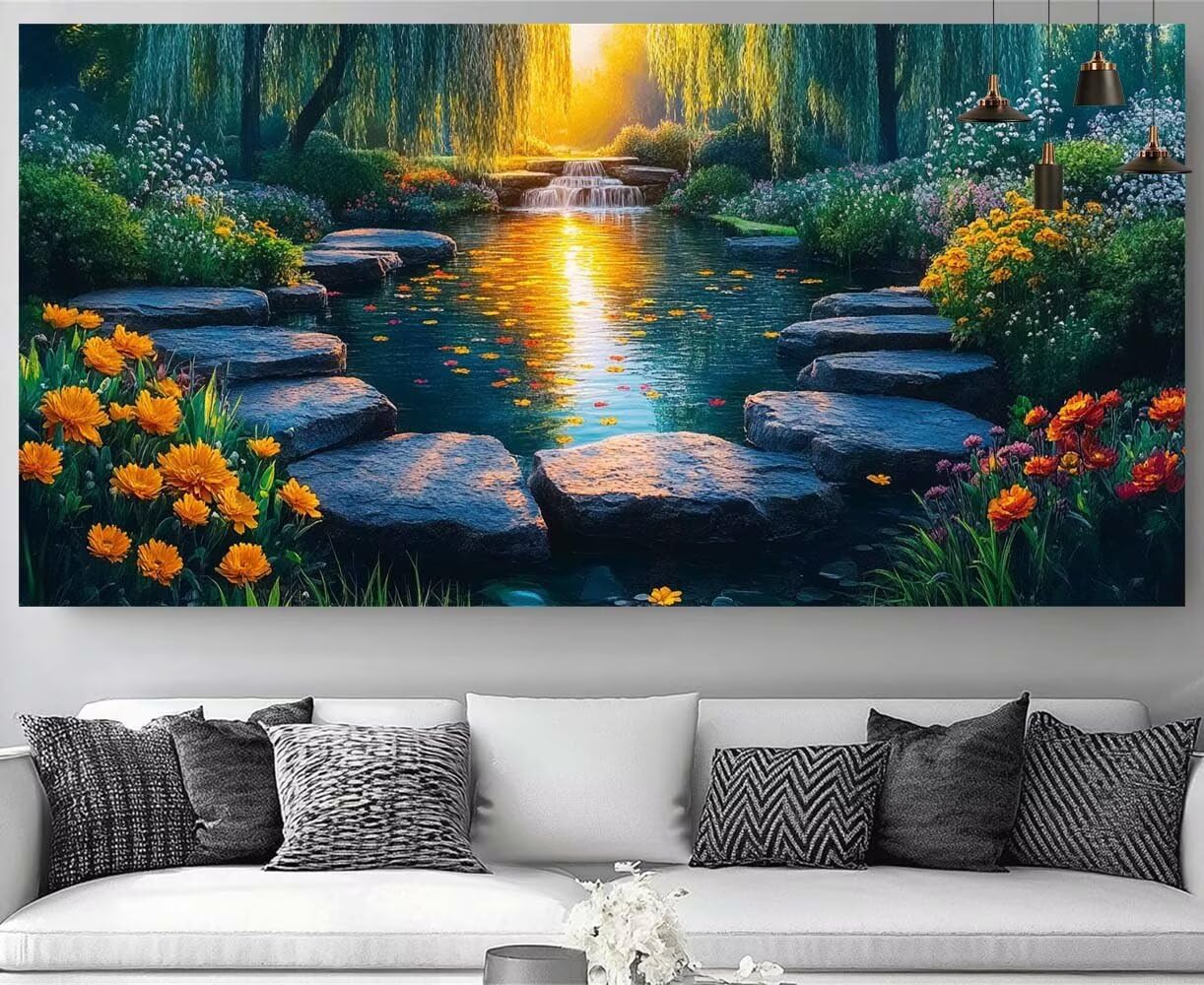 Kit complet broderie diamant coucher de soleil toile grand format - 8