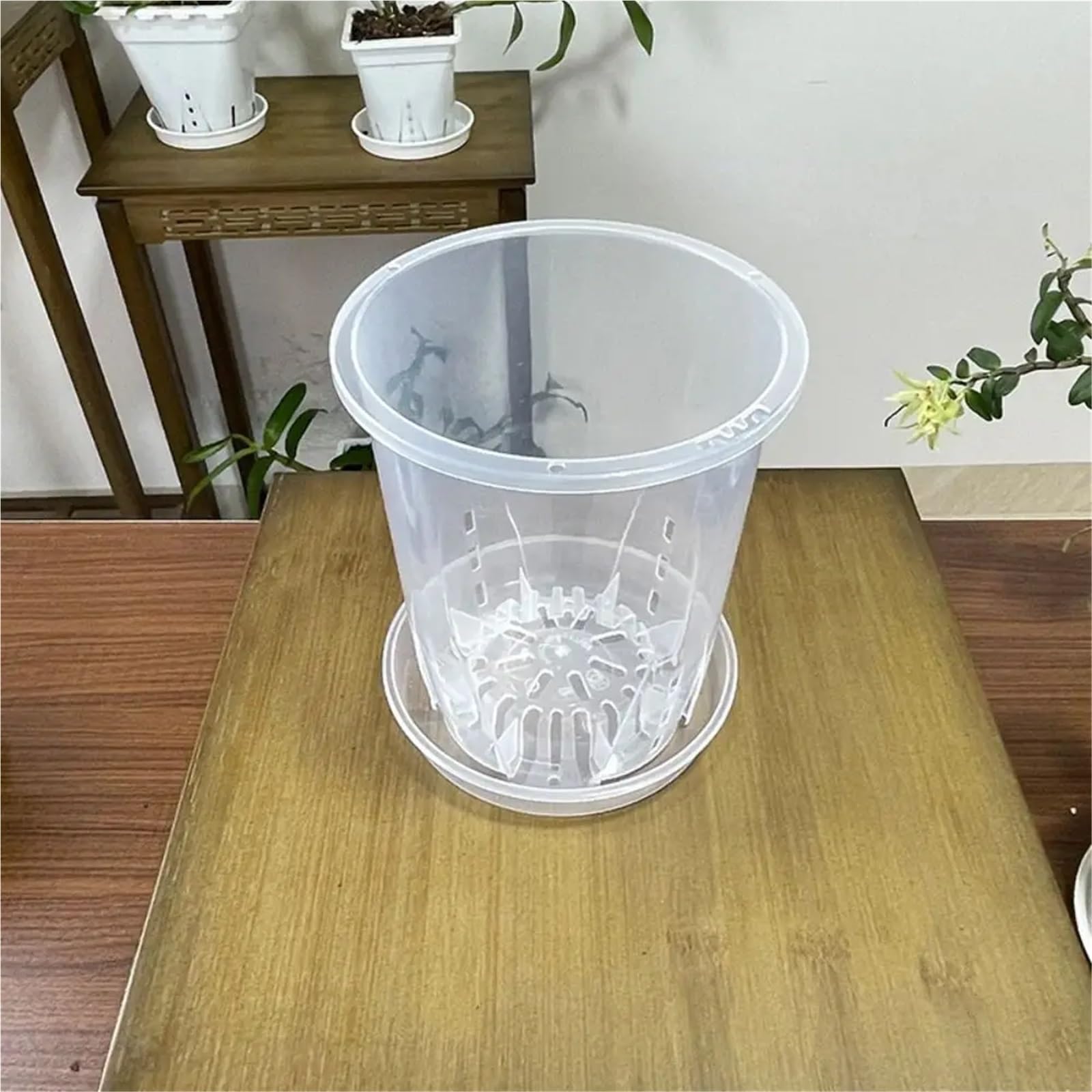 Przezroczyste plastikowe rośliny Doniczki przezroczyste 10-16 cm, 5 szt. Do storczyków i roślin doniczkowych(With Tray,16cm)