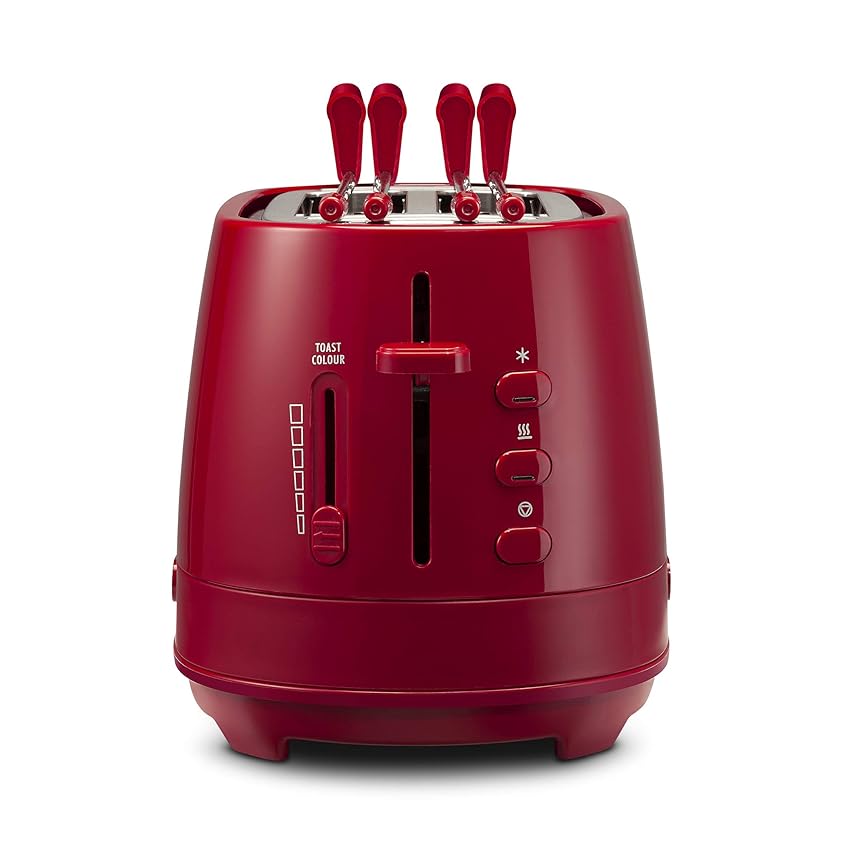 Immagine del prodotto De'Longhi CTLAP2203.R Tostapane con Pinze, Controllo Progressivo del Grado di Tostatura, Indicatori Luminosi, Cassetto Raccoglibriciole, Piedini Antiscivolo, Potenza 550 Watt, Plastica, Rosso