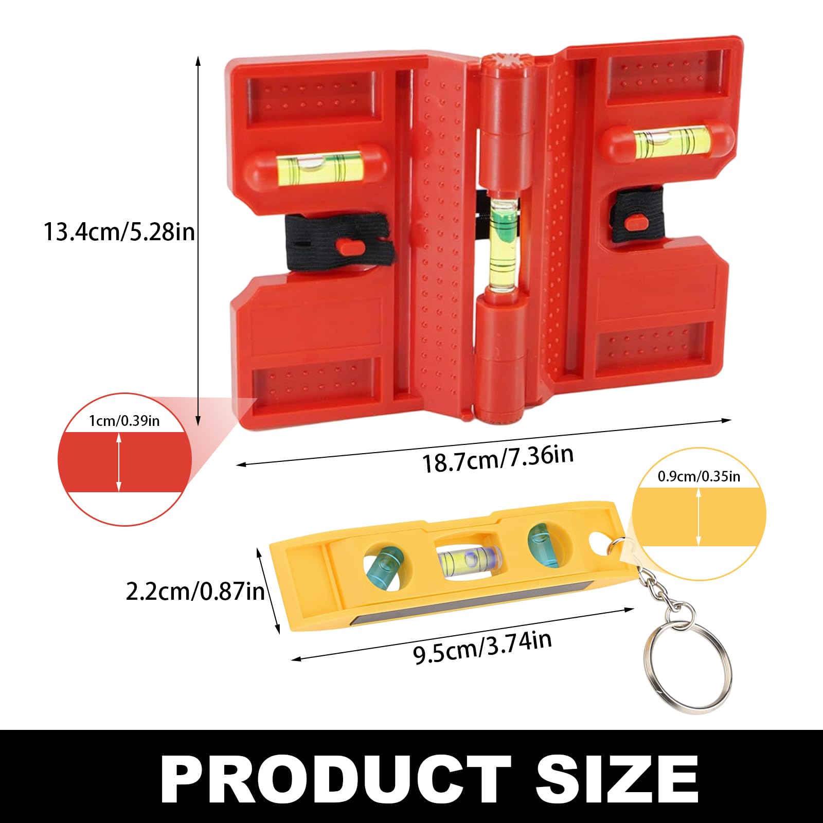 Livella a Bolla a Forma di Ala, Livella Torpedo Portatile, Pieghevole | Palo in Plastica Livello ad Angolo, Angolo Regolabile con 3 Bolle 45°/90°/180° per Edilizia, Carpenteria, Costruzione