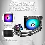 TR AQUA ELITE 120 V3, 120mm ARGB PWM FAN with S-FDB bearings, efficient PWM controlled pump, for AMD/AM4/AM5, Intel LGA1150/1151/1200/2011/1700, (AE120 V3) - 2