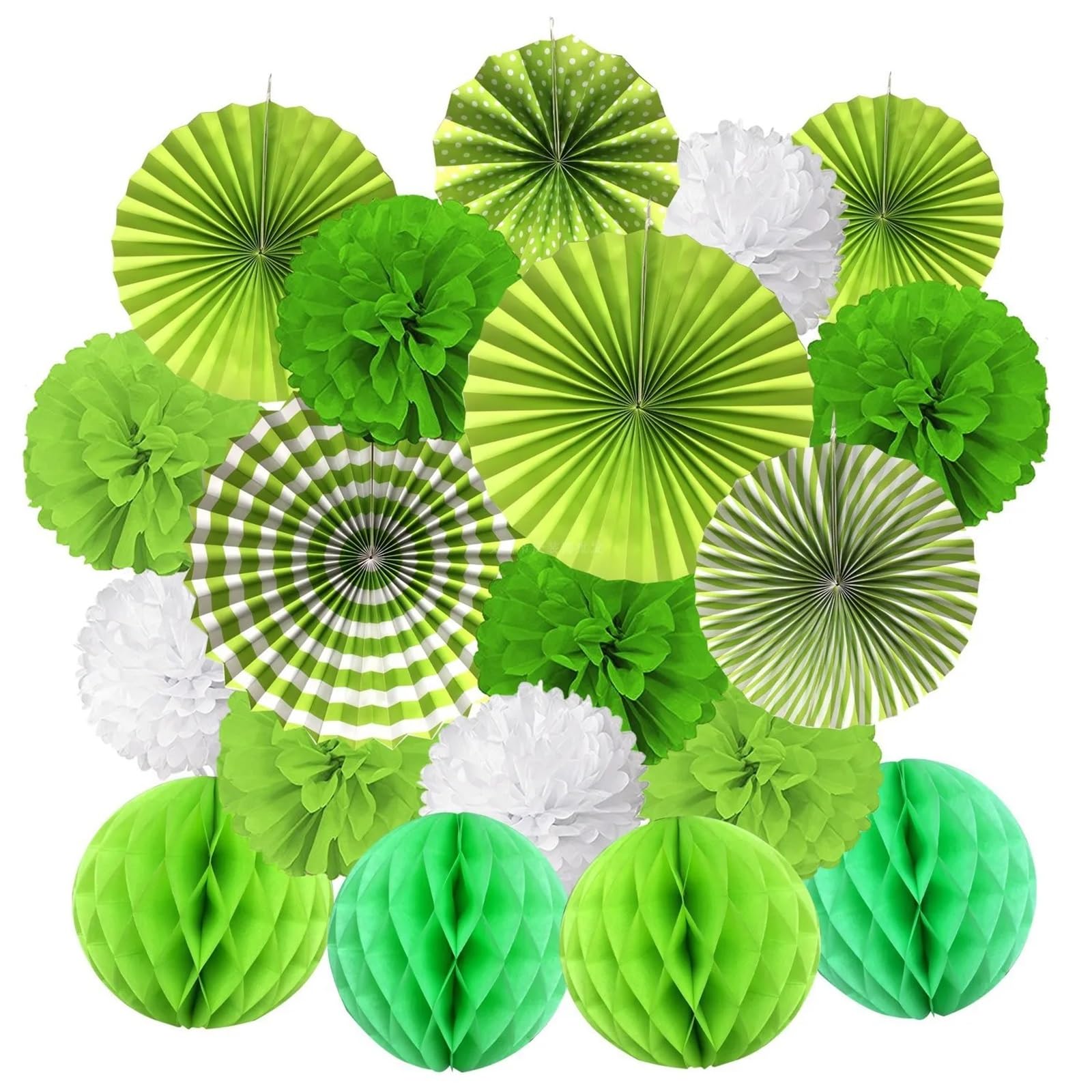 Paper Decorations 19Pcs Blue Tissue Paper Pom Poms Flower Fan and Honeycomb Balls for Birthday Wedding Festival Decorations(Color-07)
