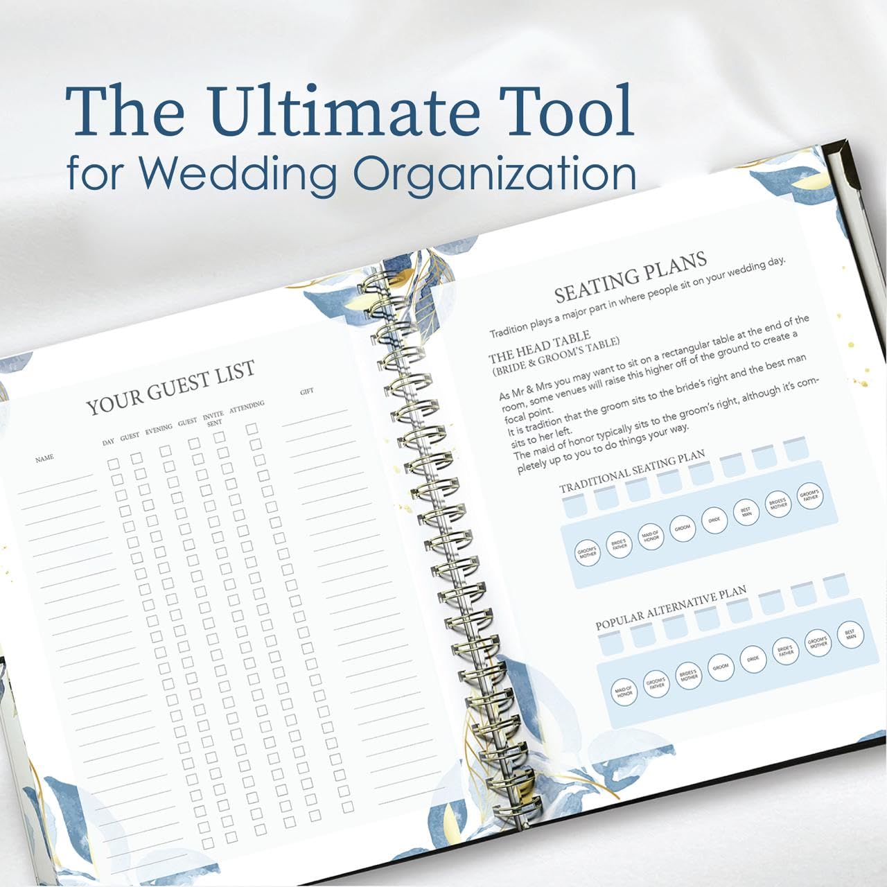 Hochzeitsplaner Buch und Organizer, Brautplaner inklusive Countdown-Kalender, schönem Stift, Hochzeitsplanungsbuch, Budgetplaner, Hochzeitszeitleiste, Händlerkontakte.