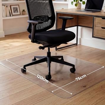 Office Chair Mat for Hardwood Floor, Under Desk Computer Rolling Chair Mat for Wood/Tile Floor, Non-Slip Heavy Duty Desk Rug PVC Plastic Hard Floor Protector 76 x 122cm