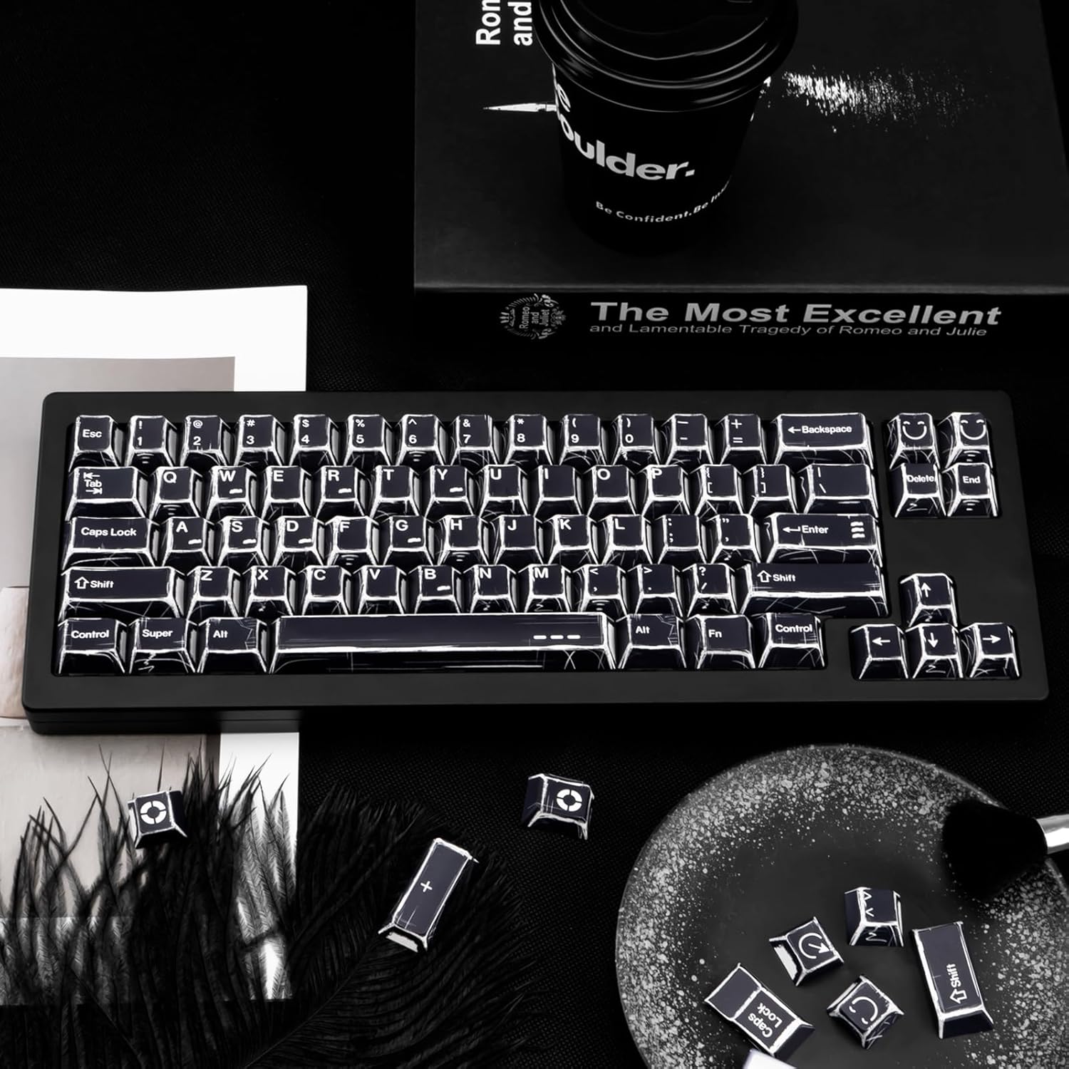 PBT Keycaps 136 Keys Manga Theme Custom Keycaps Set, Cherry Profile Dye-Sublimation Black Key Caps for 61/64/68/84/87/100/104/108 Cherry Gateron MX Switches Mechanical Keyboard