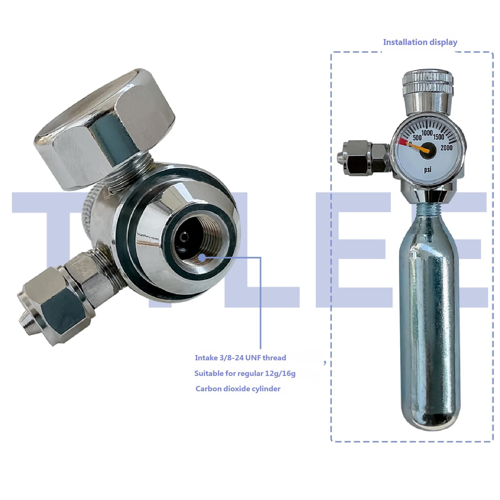 Adaptateur professionnel de régulateur de débit de gaz de contrôle de débit de CO2 avec échelle de pression pour aquatiques et cartouches extérieures, utilise un régulateur de flux de gaz