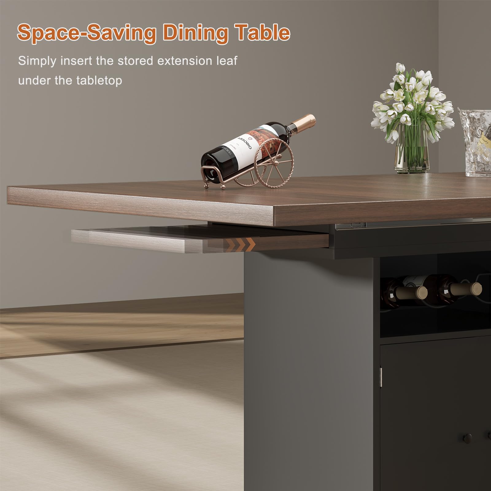 Tavolo da pranzo allungabile in finto marmo per 4 – 6 cm, moderno, espandibile da 119 a 160 cm, tavolo da cucina e soggiorno, elegante design rettangolare con soluzioni di stoccaggio, mobili
