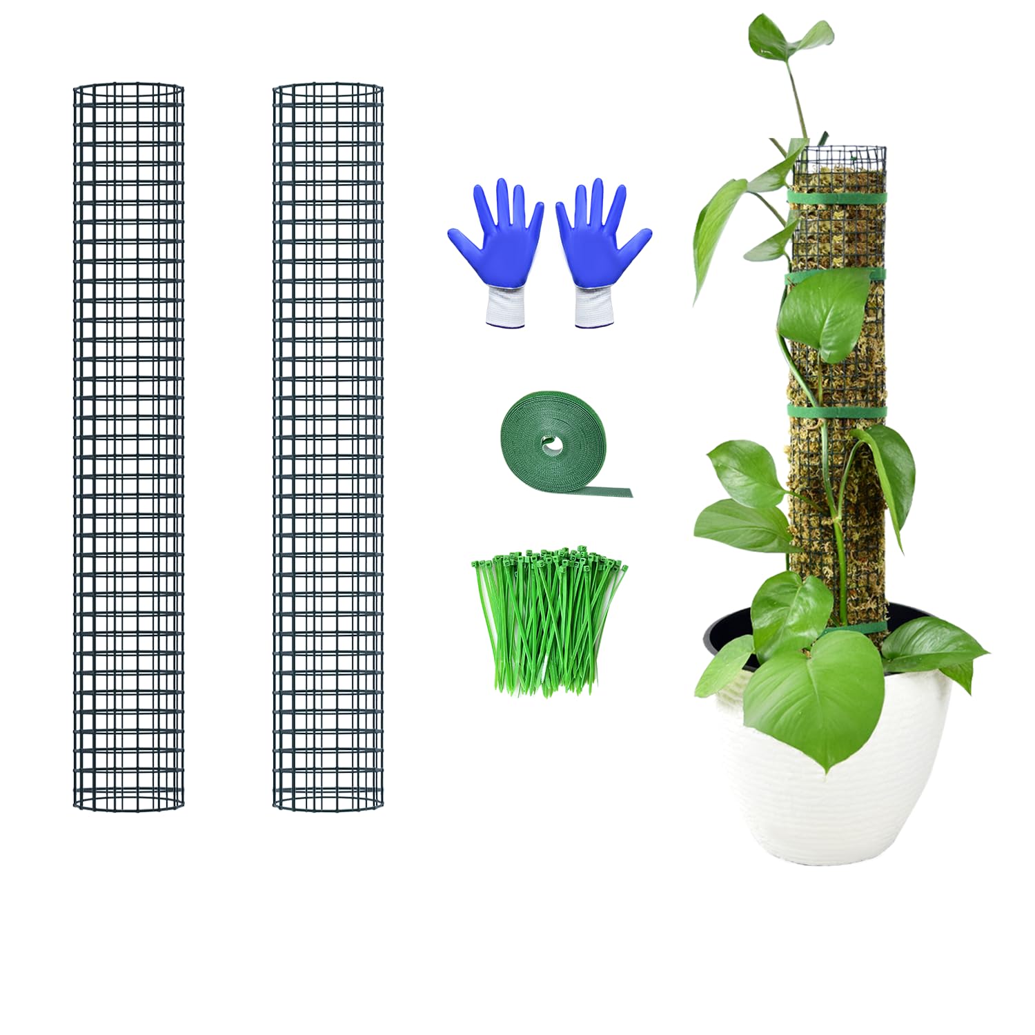 HOLANHING 2 Pack Metal Moss Pole, 24" Moss Poles for Plants Monstera, Stackable Sphagnum Moss Pole, Plant Poles for Climbing Plants Work with Sphagnum Moss(2 Pack 24")