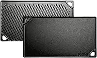 Lodge Double Play Reversible Cast Iron Grill Griddle - 9.5x16.75 Inch Dual-Sided, Pre-Seasoned Non-Toxic for Pancakes, Burgers, Camping