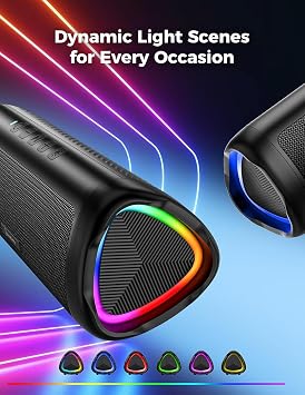 Bluetooth Speaker, 20W HD Sound, Portable Wireless, IPX5 Waterproof, Up to 24H Playtime, TWS Pairing, for Home/Party/Outdoor/Camping/Beach Essentials, Electronic Gadgets, Birthday Gift (Black)