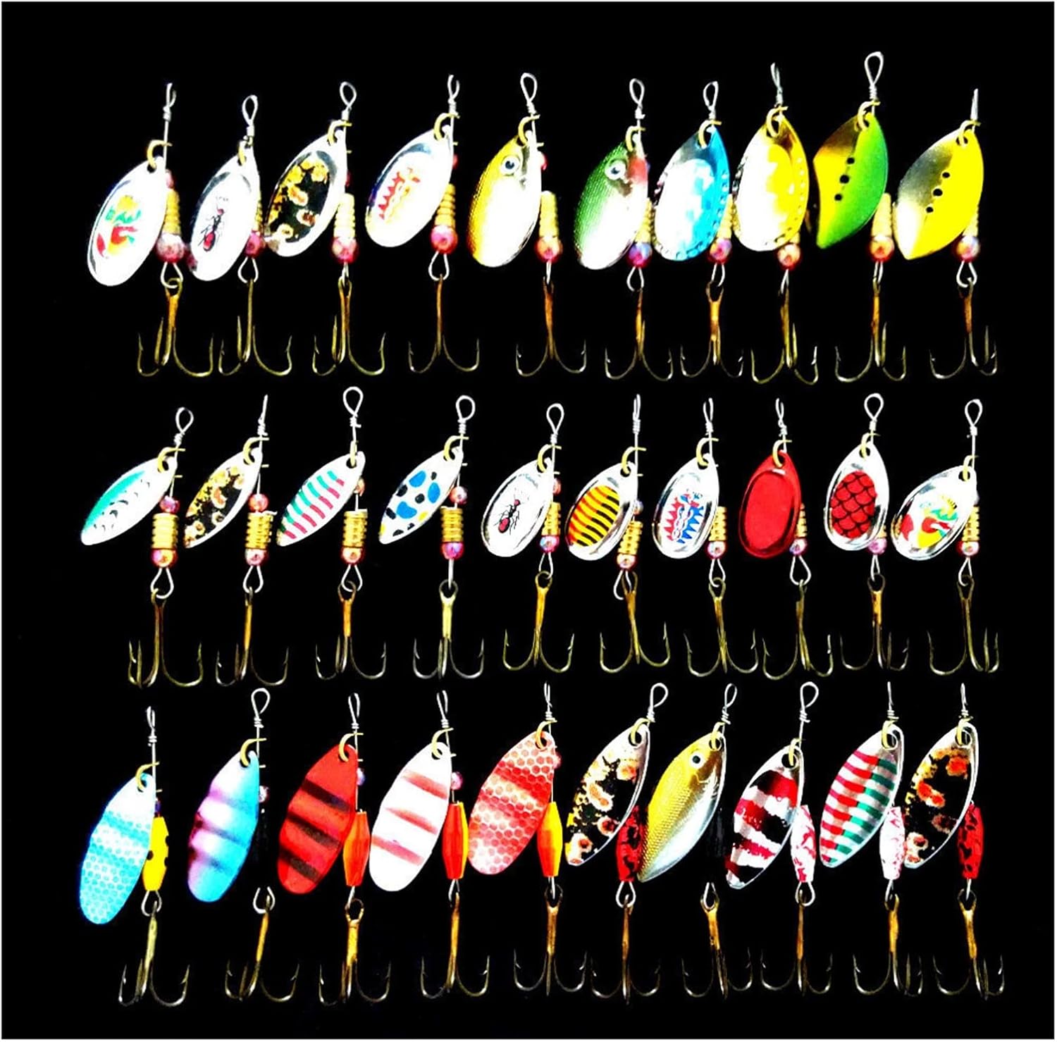 Lot 30pcs Set Multi-Color Fishing Lure Spoon Bait Metal spinnerbait Tackle Spinner