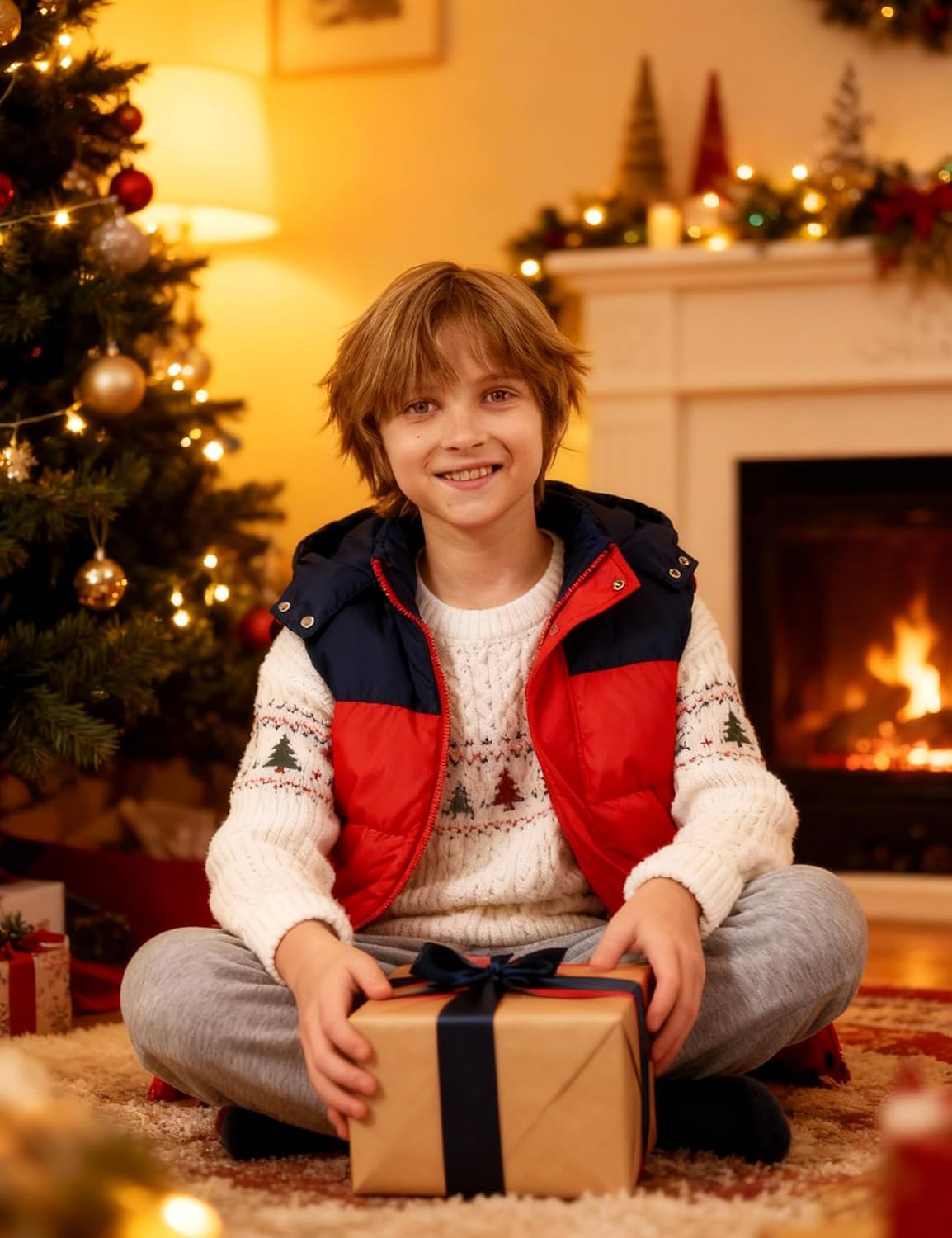 Wyeysyt Boys Warm Puffer Vest Fleece Lined Hooded Quilted Vest Kids Winter Waistcoat Outerwear - Image 2