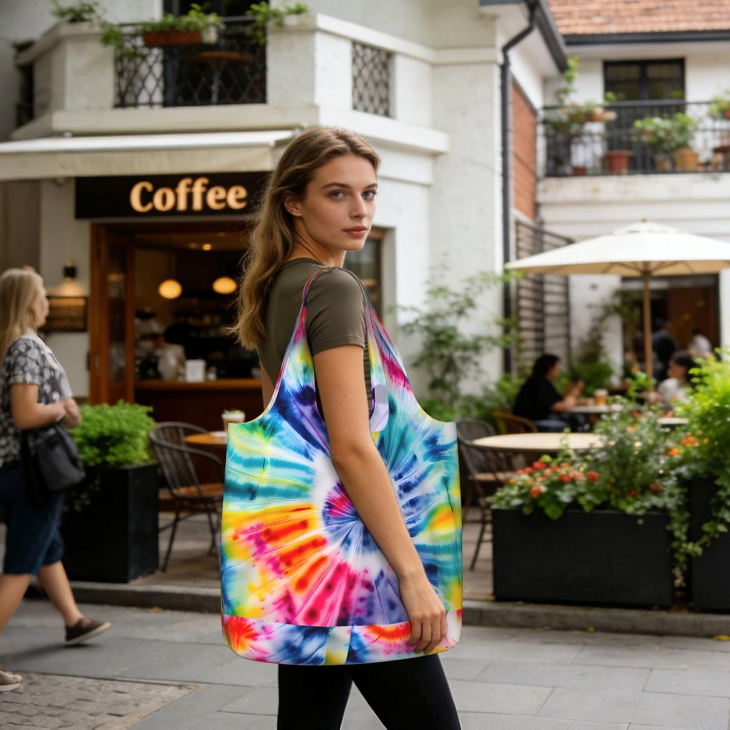 Reusable Shopping Bags Lightweight Foldable Grocery Bags In Pocket,Washable Large Tote Bags Beautiful World Rainbow Tribe Travel Shoulder Bag Gifts For Women Men image 3