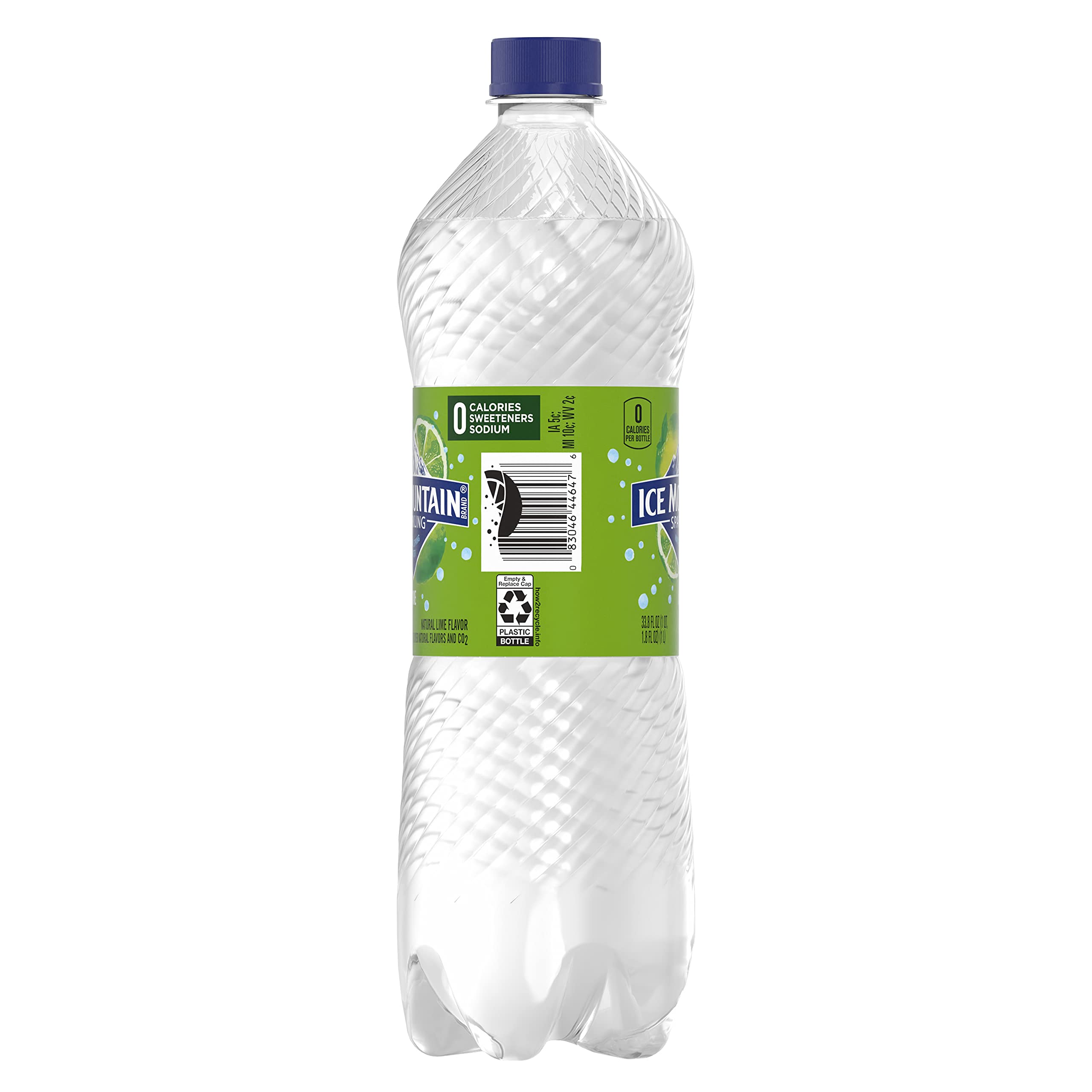 Ice Mountain Sparkling Water, Zesty Lime, 33.8 oz. Bottle