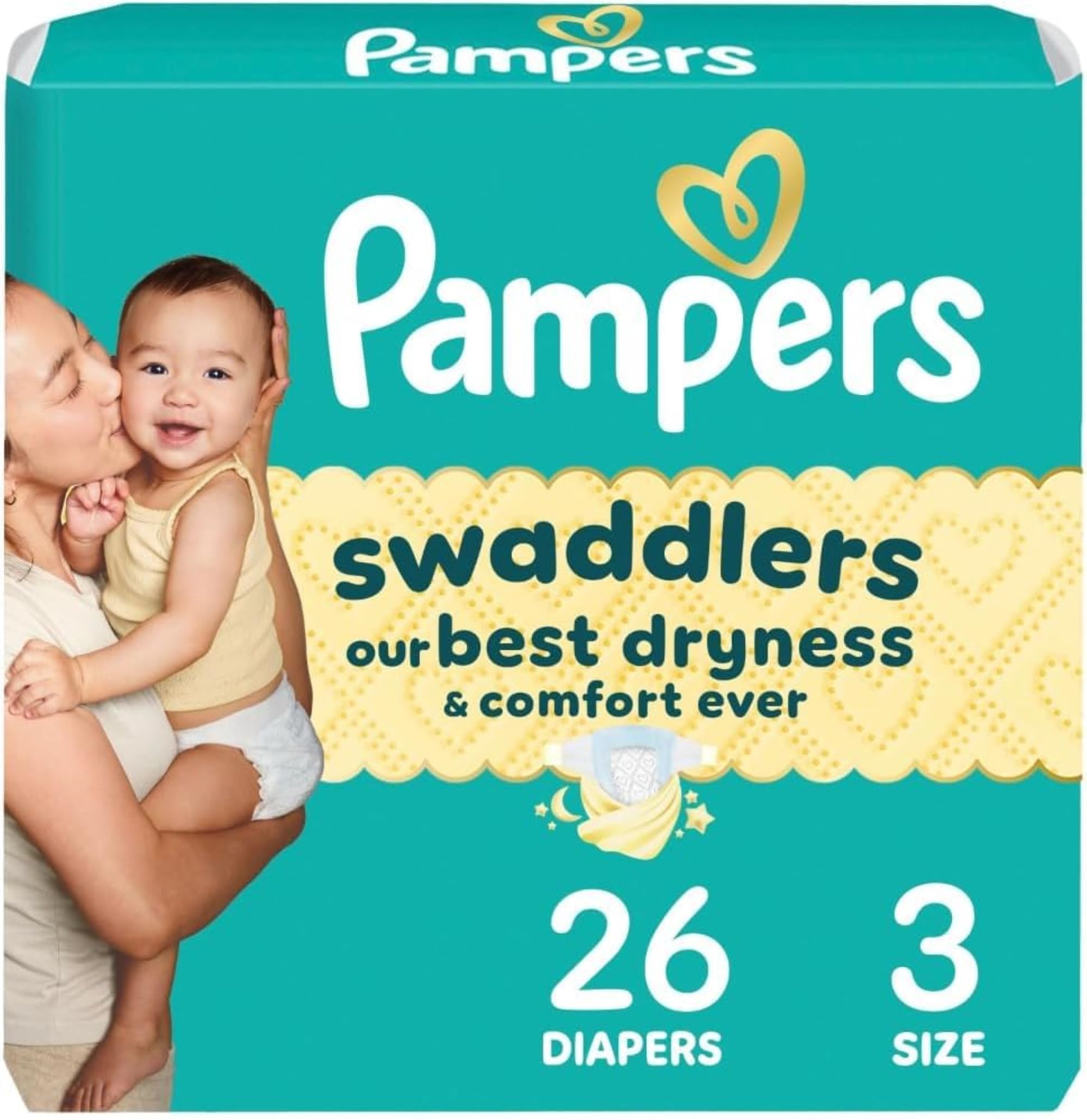 Swaddlers Diapers, Size 3 (13-26 lbs), 26 Count, Absorbent, Keeps Baby Dry and Comfortable, Skin Safe Disposable Baby Diaper (Packaging May Vary)