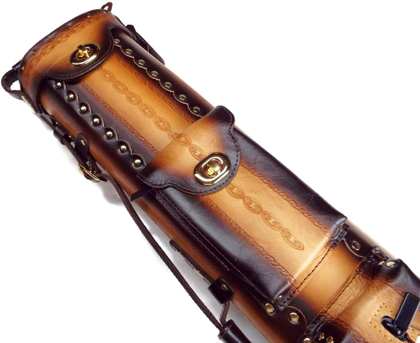 Win Geniune Tooled Leather 3 Butt 5 Shaft Cue Case 3x5 Southwest Style