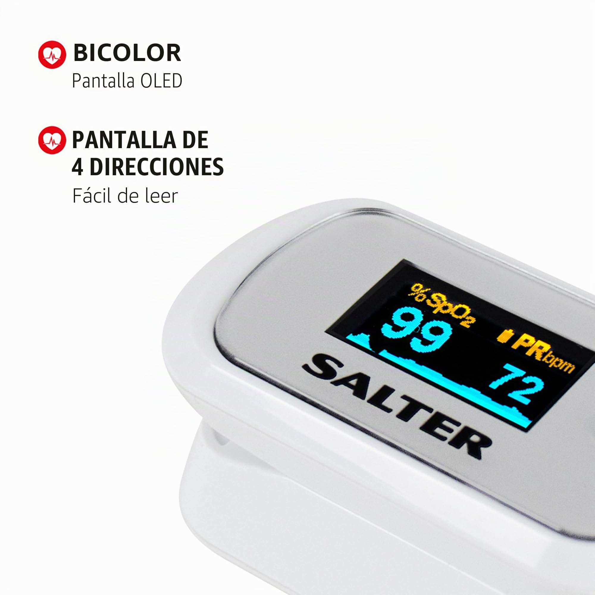 Salter PX-100-EU Pulsioxímetro Para El Dedo De La Colección OxiWatch, Con Lectura Rápida, Producto De Salud, Portátil Y Fácil De Usar, Incluye Un Apagado Automático, Consume Poca Energía