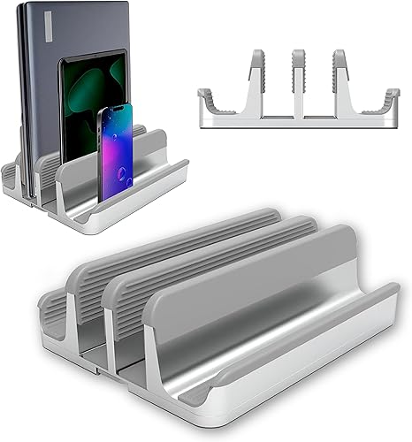 Miniatura 8 de Elestoria Soporte vertical para laptop con 5 ranuras, soporte vertical de aluminio para computadora de escritorio, compatible con MacBook Pro/Air
