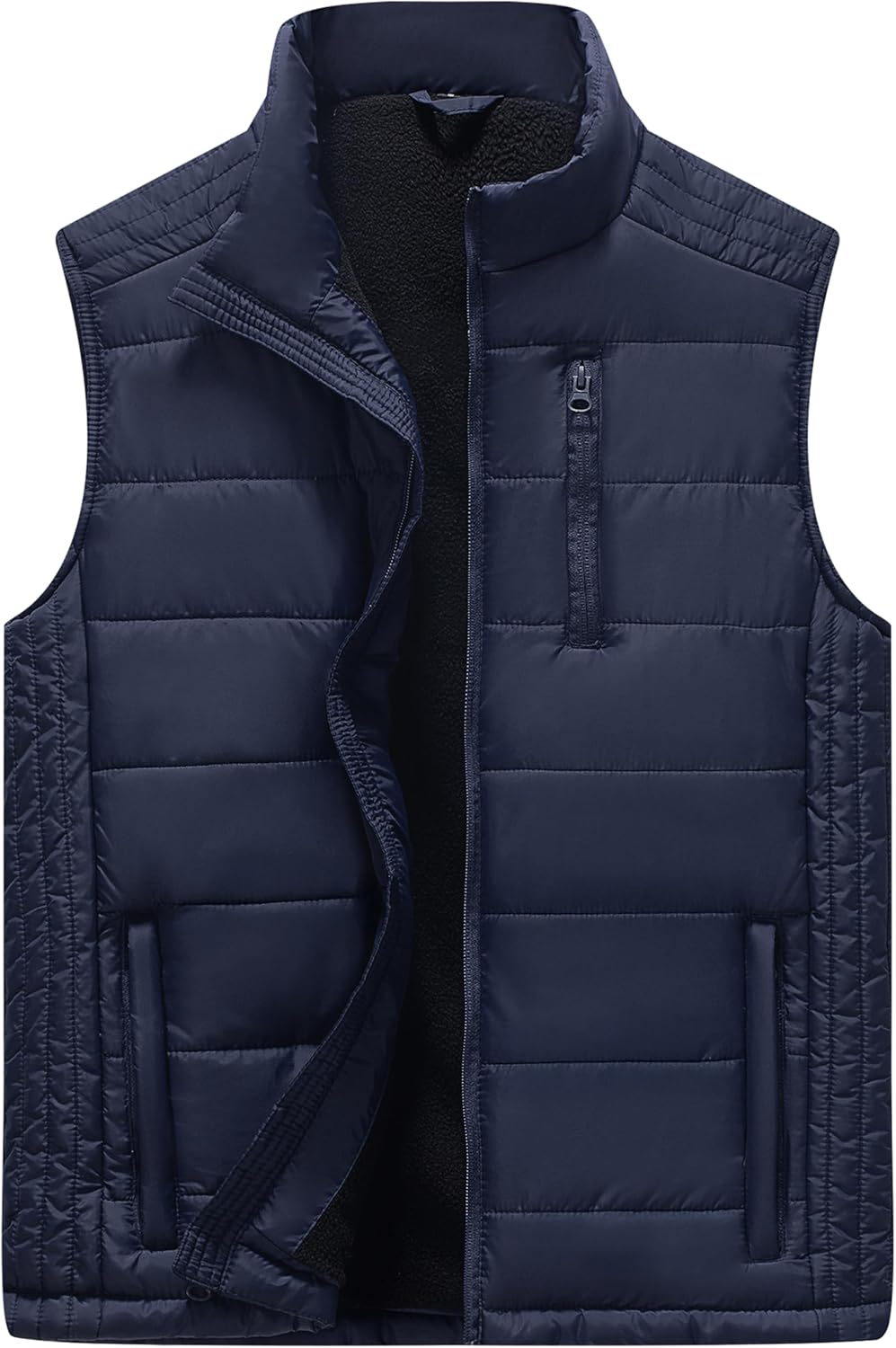 Vcansion Men's Outdoor Casual Stand Collar Padded Vest Coat
