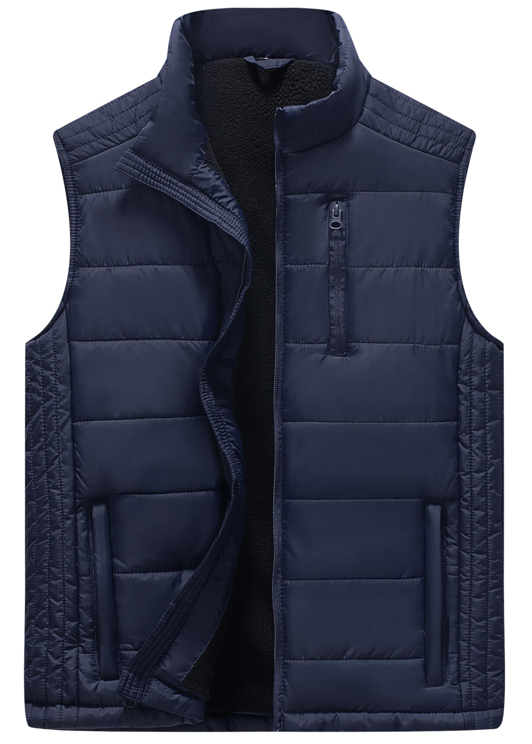 Vcansion Men's Outdoor Casual Stand Collar Padded Vest Coat