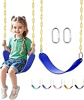 Vista 11 de Paquete de 2 asientos de columpio resistentes con cadenas resistentes a la oxidación de 66 pulgadas, accesorios de repuesto con eslabones rápidos