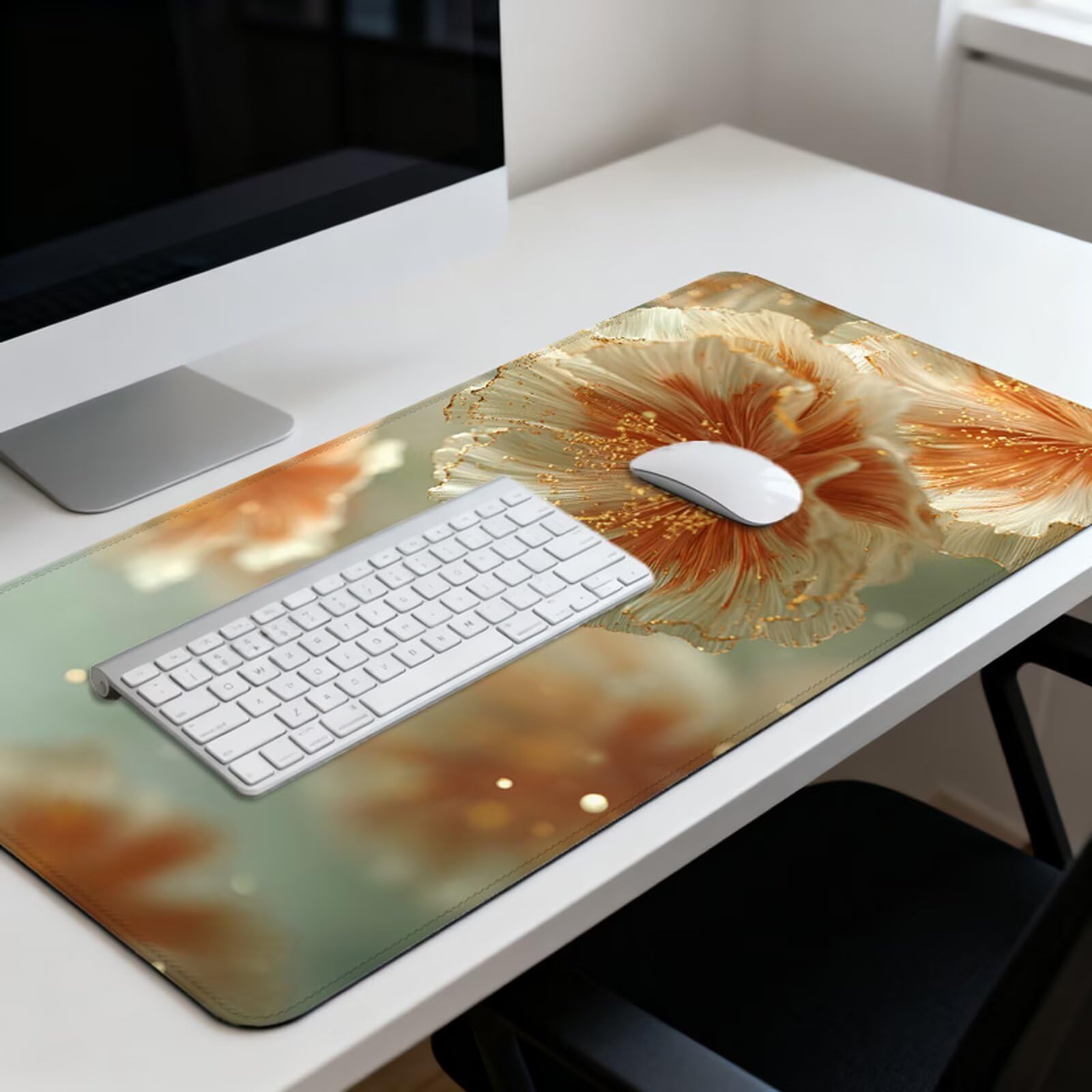 Pomarańczowa podkładka pod mysz XXL 1000 x 500 mm pod biurko z wodoodporną powierzchnią i antypoślizgową podstawą, podkładka pod mysz do biura, komputera, poprawia dokładność i szybkość 3Y-447