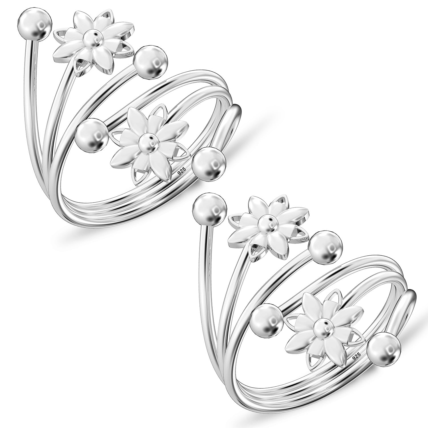 truesilver acpl 925 Sterling Silver BIS Hallmarked Cubic Zirconia Classic Toe Ring for Women-picture-9