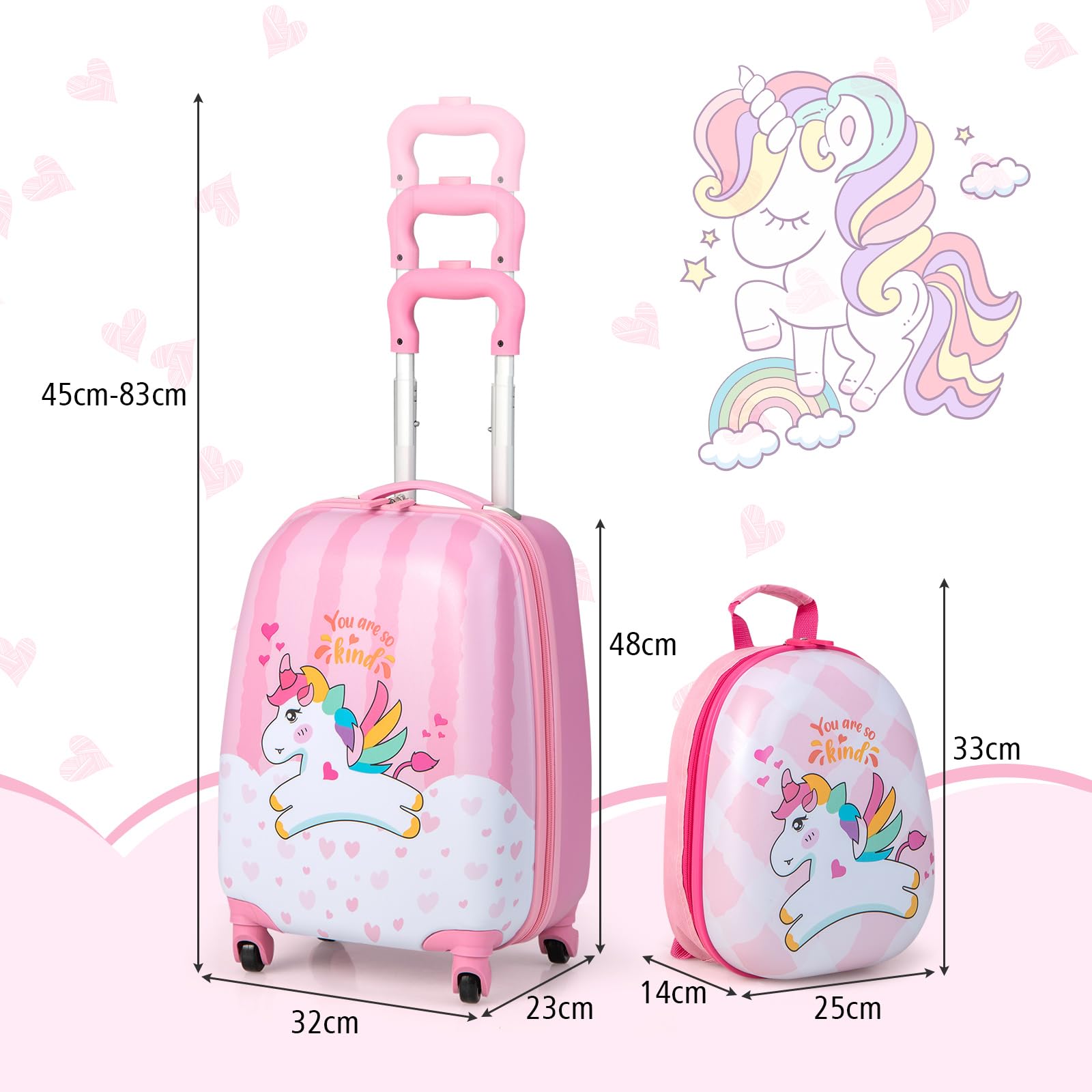 GOPLUS 2 TLG. Maleta Infantil con Mochila para niños, maletín de Viaje para niños Trolly Equipaje
