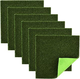 6Pcs 6 x 6 Inches Miniature Grass Mat Fairy Garden Grass Artificial Mini Garden Ornaments Small Realistic Dollhouse Lawn for DIY Crafts Shadow Box Terrarium Tiny Landscape Home Decorations