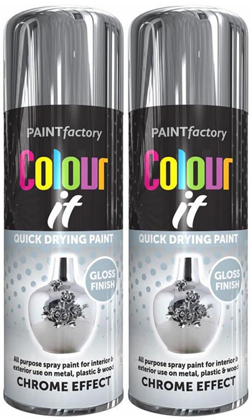AHS Chrome Effect Spray Paint 400ML - Quick Drying Long Lasting Paints - Perfect For Interior & Exterior - Chrome Finish For Cars, Bikes, Plastic, Metal - Multi-Purpose Aerosol Spray 400ML - (2)