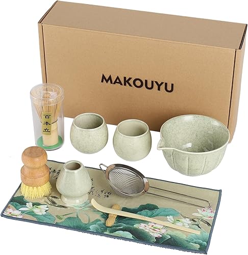 Juego de 10 batidores matcha, 13 onzas, con 2 tazas, juego completo de matcha para ceremonia de té matcha, elegante juego de té Matcha para los