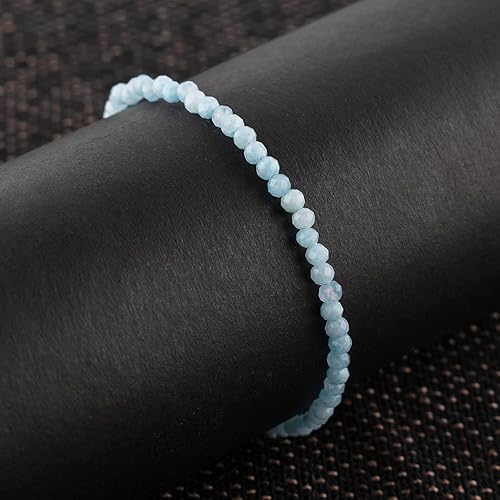 Miniatura 4 de Natural Larimar Jewelry for Women Dolphin Stone- Pectolite -Sea- Caribbean Gemstone Micro Beads Dainty Bracelet Gifts For her, Birthstone Energy