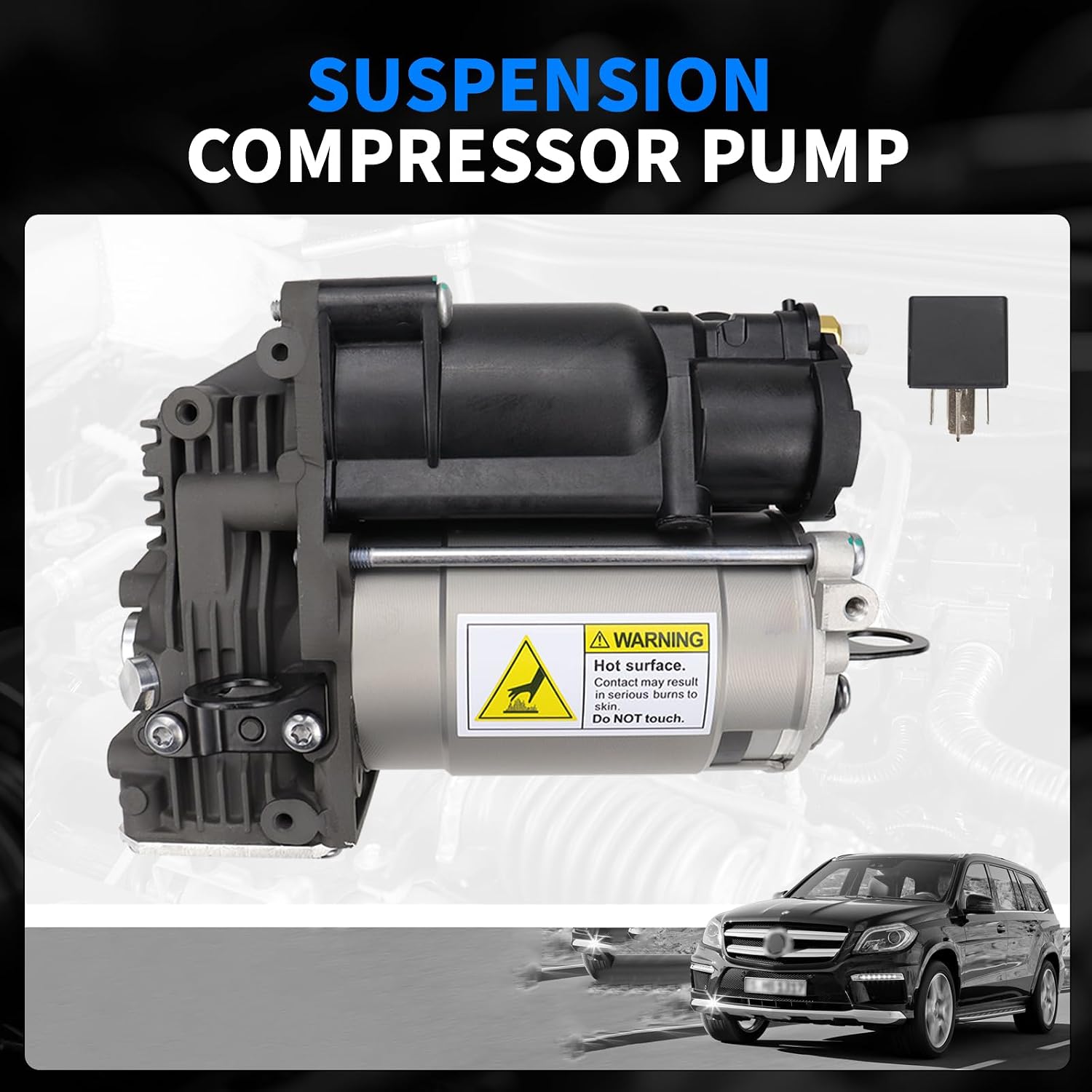 Air Suspension Compressor Pump Compatible with Mercedes-Benz W164 X164 GL320 GL350 GL450 GL550 ML320 ML350 ML450 ML500 ML550 ML63 AMG 2006-2012 Replaces 1643201204 1643200304