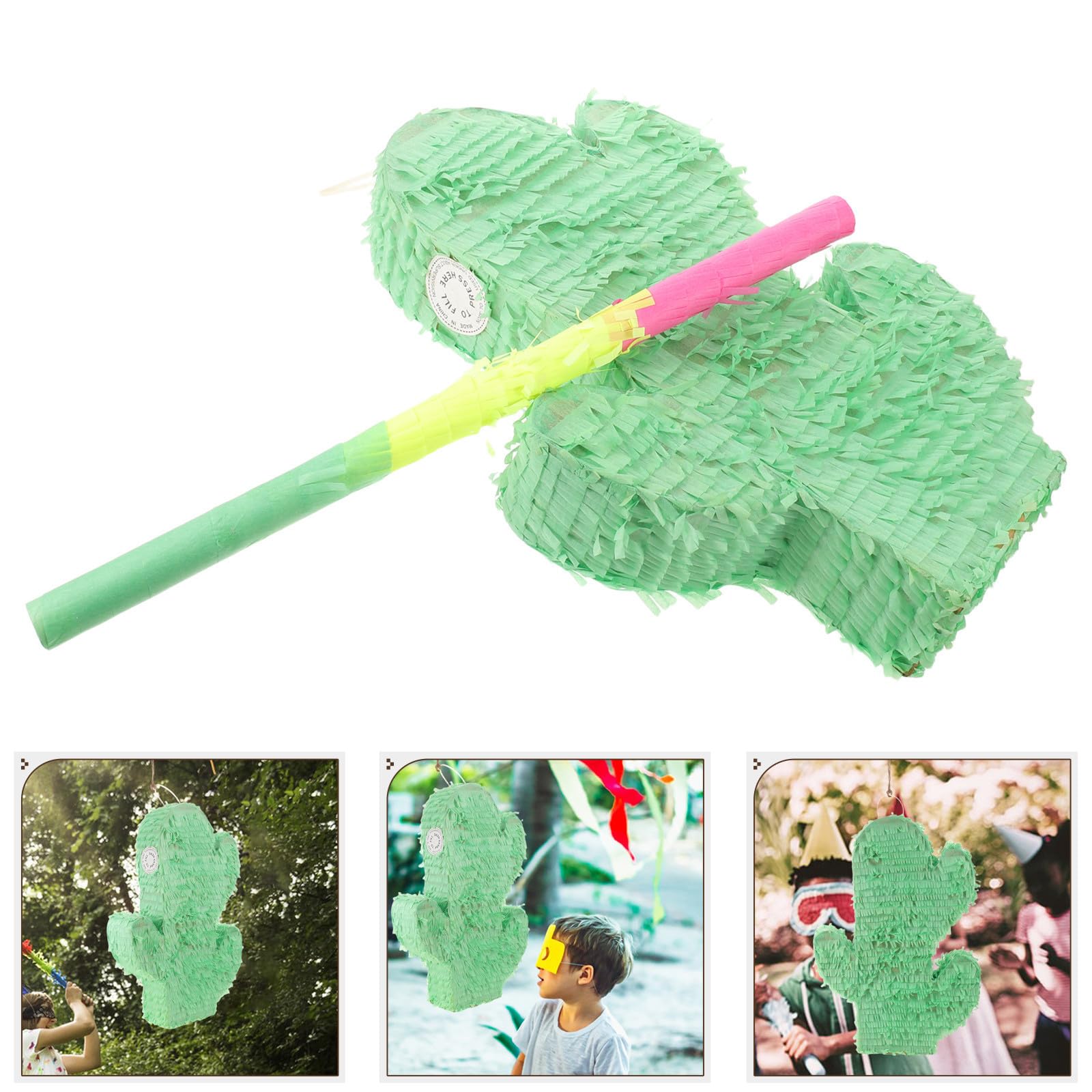 Vaguelly Piñata de Cactus para Fiesta Verano en Papel Verde con Juego Interactivo y Fácil de Colgar Adecuado para Celebración de Cumpleaños y Eventos