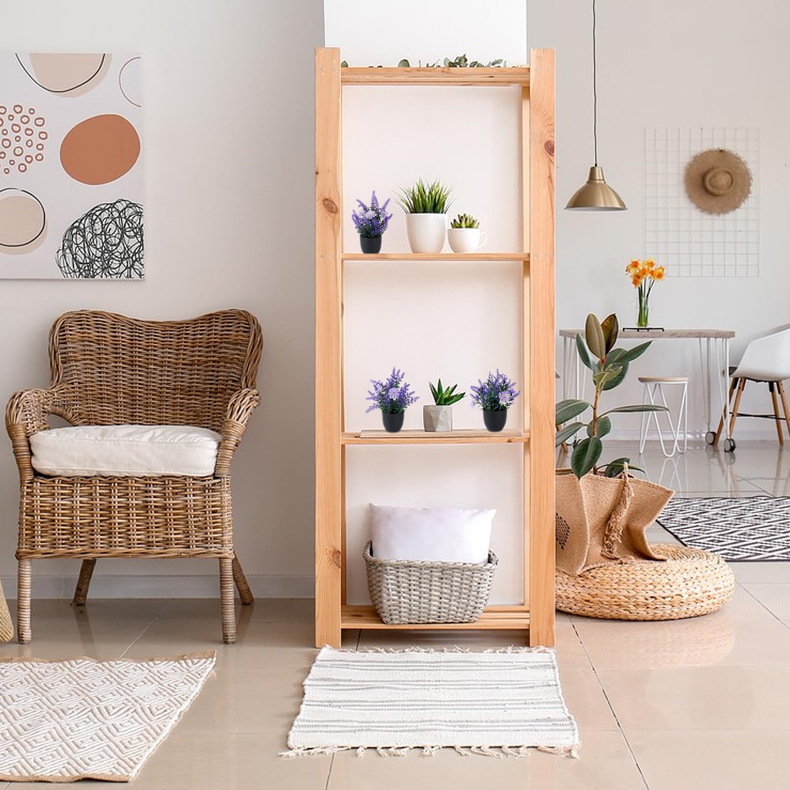 3 Pz Fiori Finti Che Sembrano Veri, Piante di Lavanda Fiori Artificiali, Lavanda Pianta Artificiali in Vaso per camera da letto, soggiorno, bagno, ufficio, davanzale, decorazione d'interni