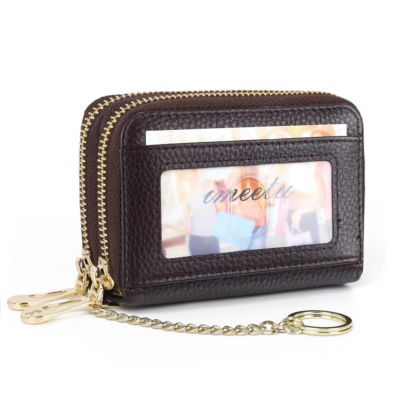 imeetu Rfid Credit Card Holder,Genuine Leather Businese Card Case,Rfid Blocking Wallet for Women & Men