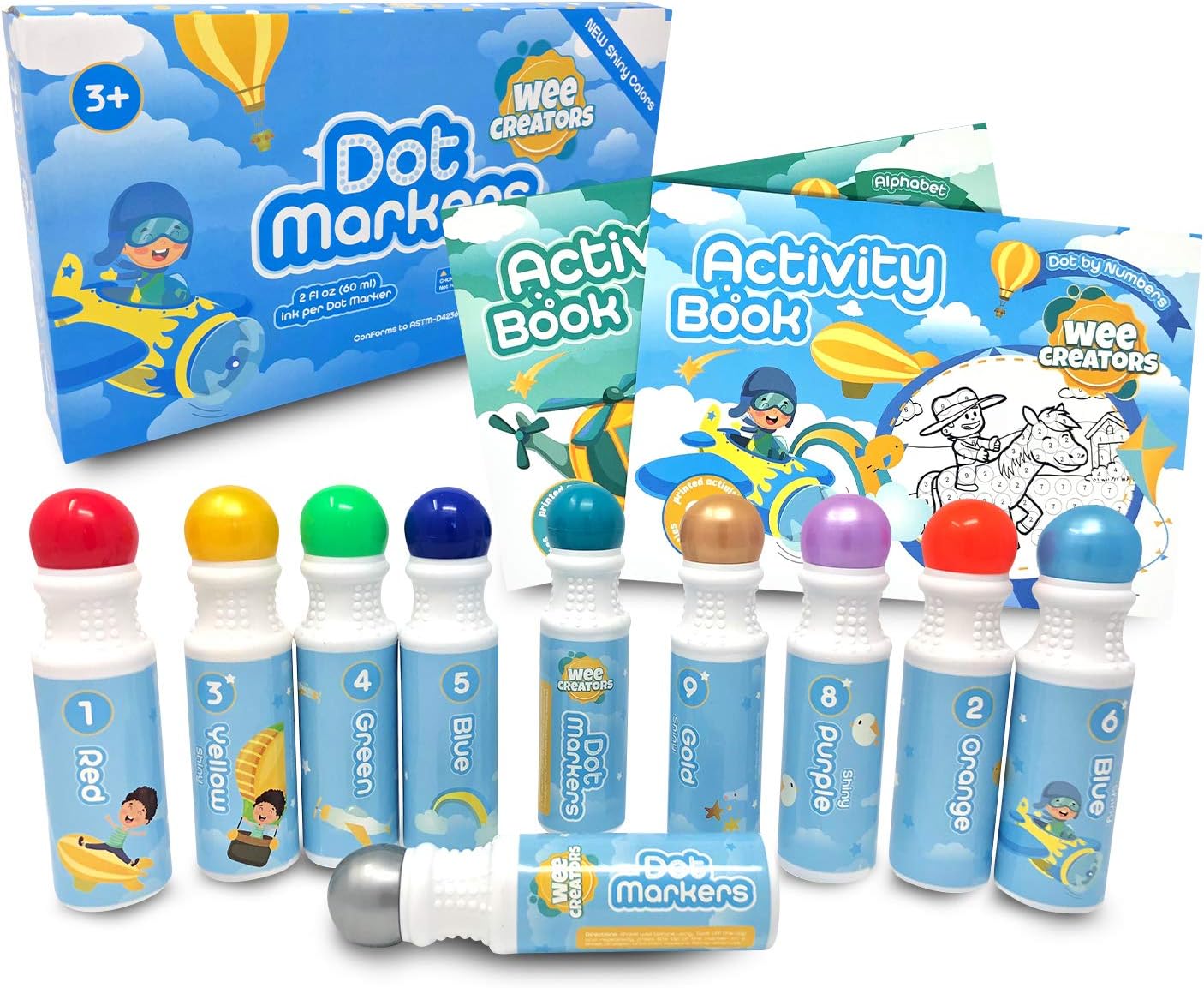 Shuttle Art Dot Markers, 14 Colors Bingo Daubers with 135