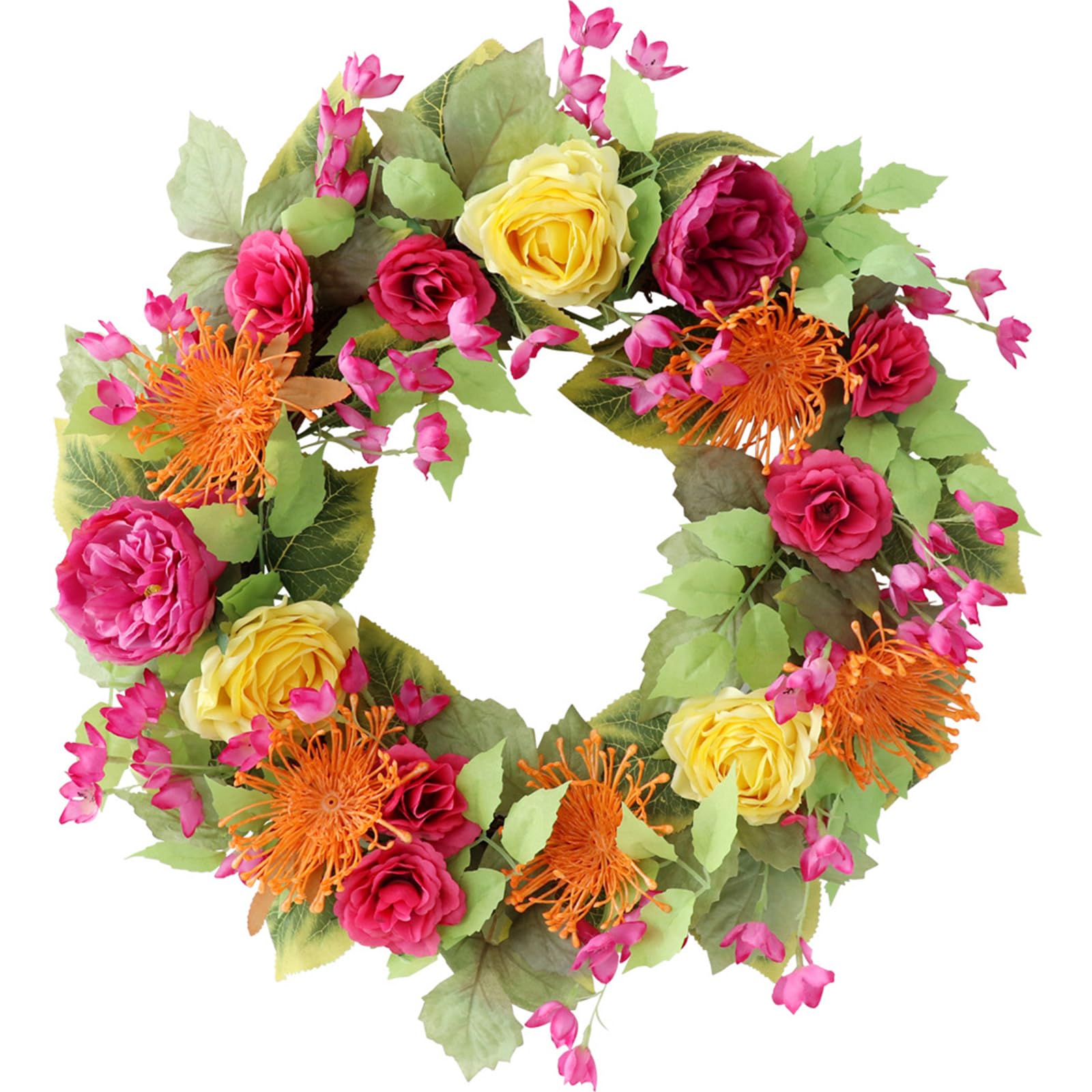 Kalttoy Multicolor Artificial Flower Wreath For Front Door Farmhouses Wedding Holiday Decorations, Front Door Wreath Spring Artificial Flower