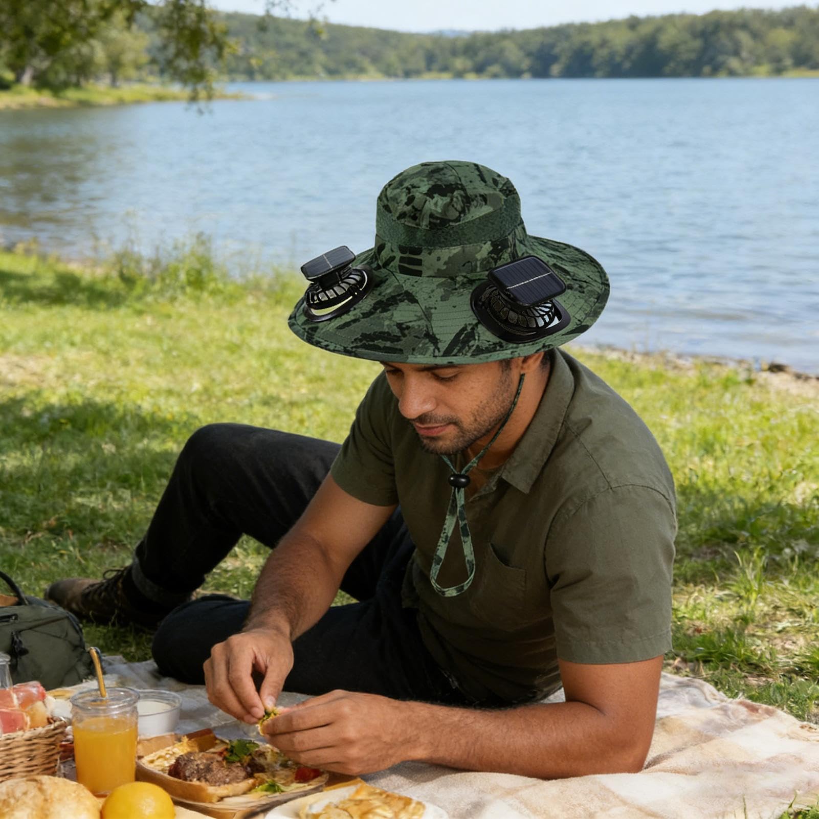 Sombrero de abanico para hombre, transpirable, para camping, camping, playa, verano, golfistas, viajes, pesca, senderismo, deportes, conciertos, parque, ciclismo
