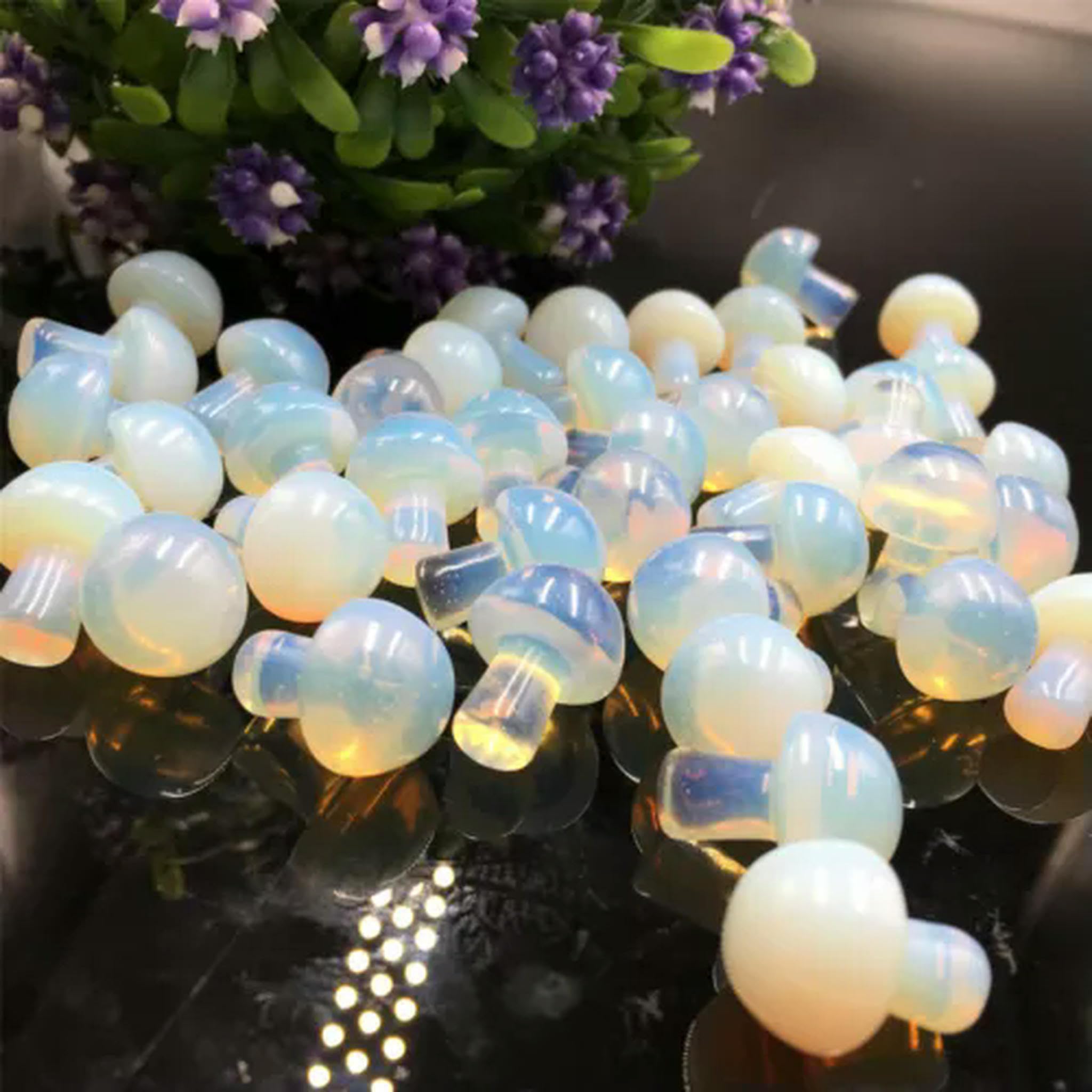 Wholesale 100pcs 15MM+ Natural Mushroom Quartz Crystal Carved Polishing -opalite-100pcs