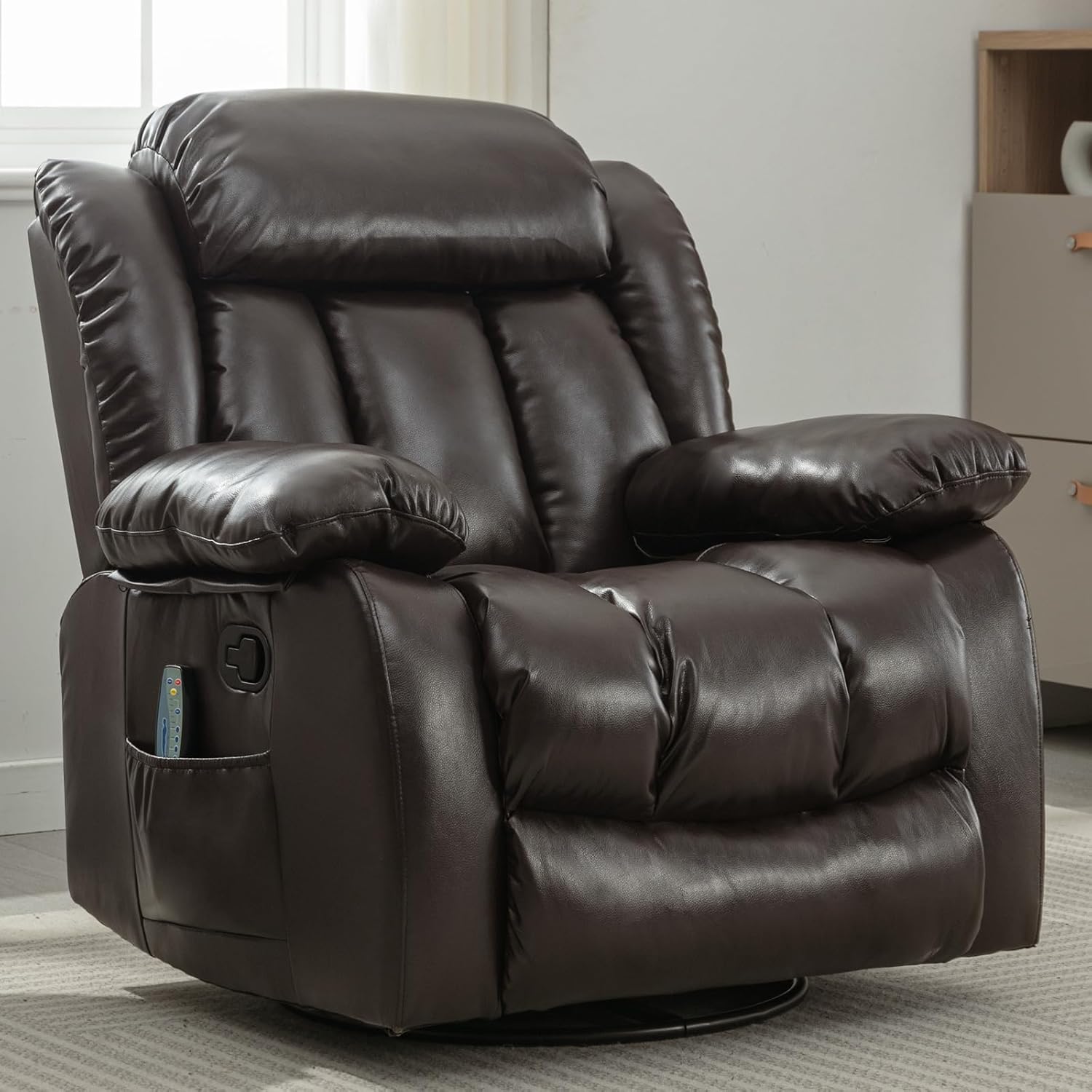 INZOY Massage Swivel Rocker Recliner with Heat and