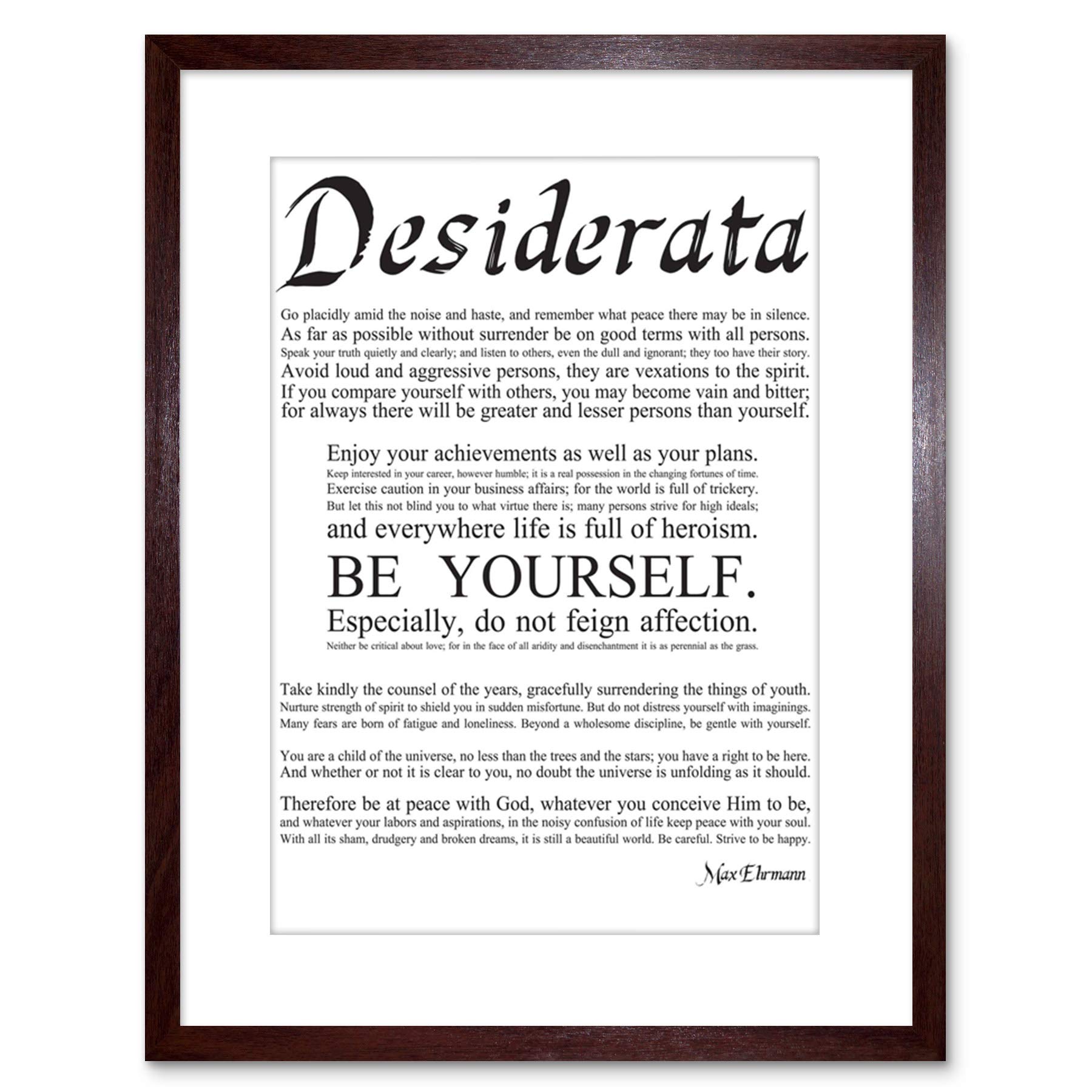 Wee Blue Coo Desiderata Ehrmann Placidly Amid Yourself Quote Framed Wall Art Print