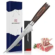 KEEMAKE Boning Knife 6 Inch, Super Sharp Fish Fillet Knife, High Carbon Stainless Steel Deboning Knives, Professional Boning Knives for Meat Cutting Poultry, Pakkawood Handle with Gift Box