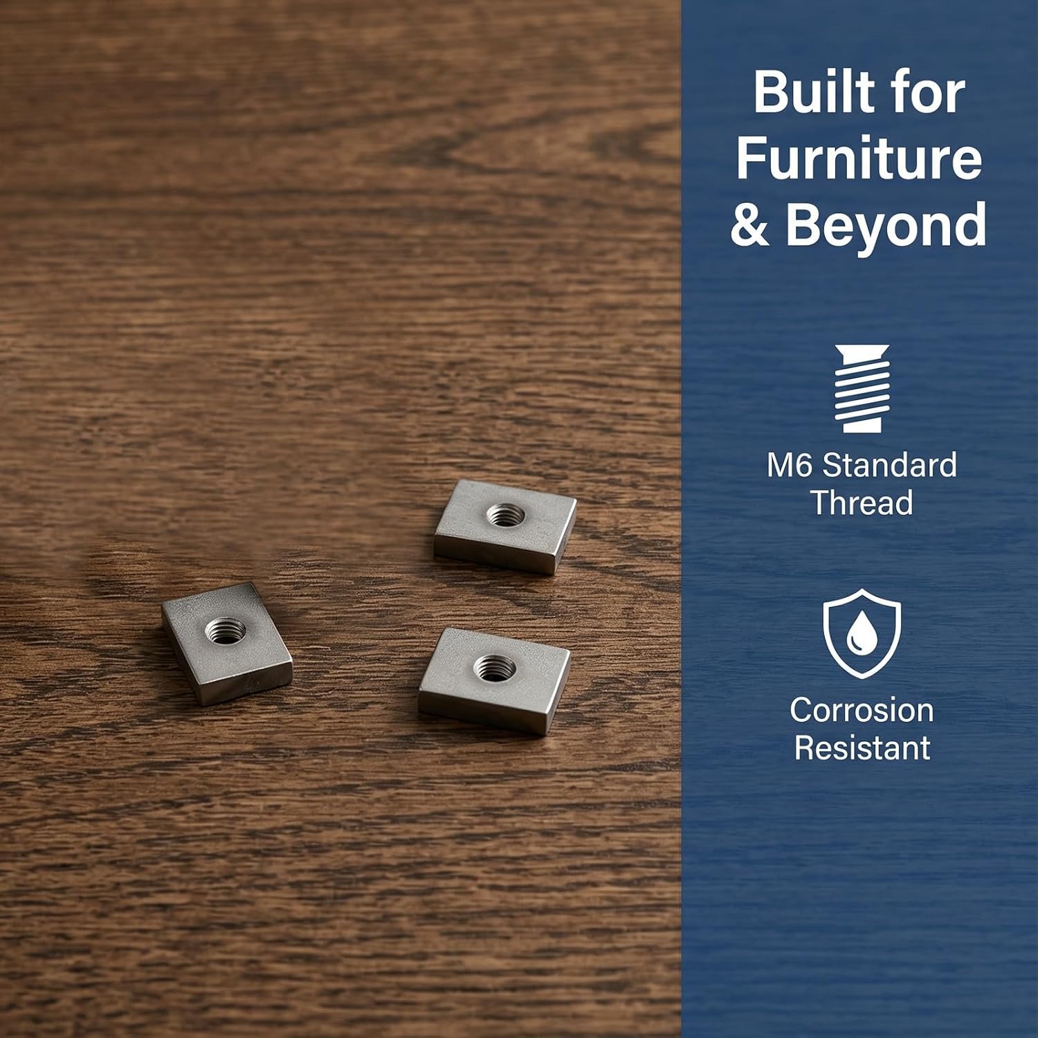 10pcs M6 Rectangular Furniture Connector Nut, Square Hardware